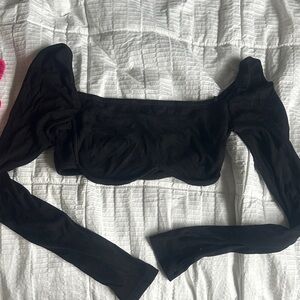 SHEIN Black Crop Top with Long Sleeves
